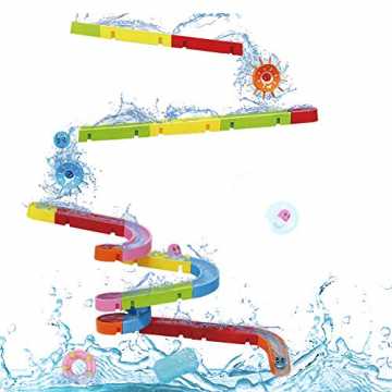 Nuheby Badespielzeug Badewannenspielzeug BAU-Puzzle Autorennbahn 38 Stück Spielzeug Bad...