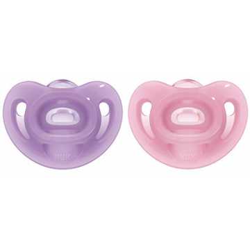 NUK 10175213 Sensitive Schnuller, aus 100% weichem Silikon, kiefergerechte Form, 0-6 Mo...