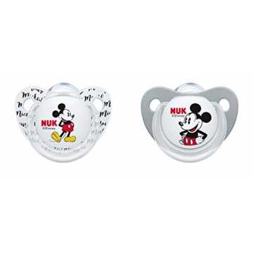 NUK 10176213 Disney Mickey Mouse Trendline Schnuller, Silikon, 6-18 Monate, BPA-frei, 2...