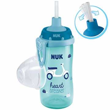 Nuk Flexi Cup Trinklernflasche, auslaufsicher, Trinkhalm, mit Clip & Schutzkappe, 300 m...