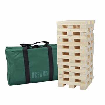 Greenheimrendspiel in Großformat für den Garten, Park oder auf dem Ca.. L Riesen Wackelturm aus massivem Natur Holz, Jumbo Turm-Spiel, 60 Teile (21x4... nachhaltig