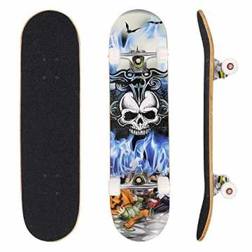 OUTCAMER 79 cm Skateboard, Anfänger Skateboards für Kinder und Erwachsene geeignet, Komplett montiertes Board aus kan...