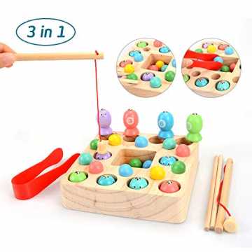 olzspielzeug 3 In 1 Angelspiel Montessori Spielzeug Lernspielzeug Magnettafel... nachhaltig