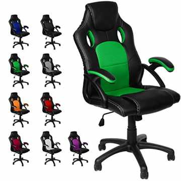 Greenheim Gamer Stuhlin div. Farben  Bürosportstuhl aus Kunstleder (P.. l Gaming Schreibtischstuhl Chefsessel Bürostuhl Ergonomisch, Grün, 9 Farbvari... nachhaltig