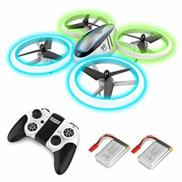 Q9 RC Drohne Drone mit Höhehalten und Blau&Grün Nachtlicht,Quadrocopter mit 2 Akkus,20 ...