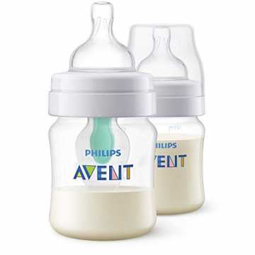 Philips Avent Anti-colic Flasche mit AirFree Ventil SCF810/24, 125ml, 2er-Pack, transpa...