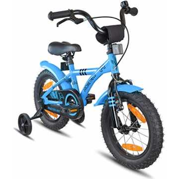  Kinderfahrrad 14 Zoll Jungen Mädchen Blau Schwarz ab 4 Jahre mit Rücktritt Stützräder - 14zoll BMX Modell ... nachhaltig