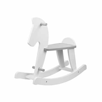 Schaukelpferd Nino - 79x26x63 cm, Schaukeltier aus Holz in Weiß-Grau, hochwertiger Schaukelstuhl für das Ki... nachhaltig