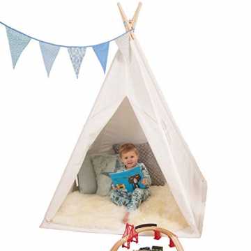 Quokkadoo Neues Tipi-Zelt für Kinder mit Bodenmatte, Lichterketten - Fahnen & Flaggen -... Quokkadoo Neues Tipi-Zelt für Kinder mit Bodenmatte, Lichterketten - Fahnen & Flaggen -...