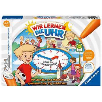 Ravensburger tiptoi Wir lernen die Uhr Spiel, ab 6 Jahren, Spielerisch die Uhr lernen mit dem interaktiven Brettspiel...