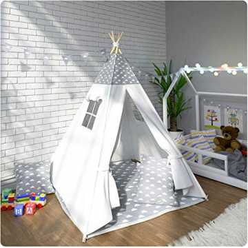 ipi Kinderzelt Spielzelt Indianer Indianerzelt Kinderzimmer Zelt grau nachhaltig