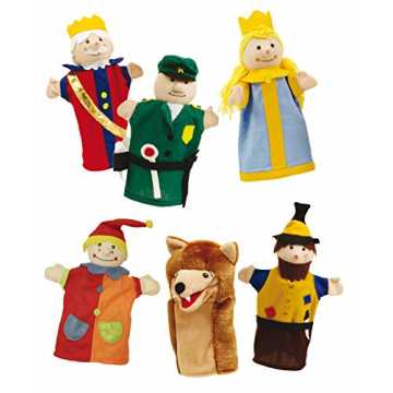 roba Kasperlefiguren aus Stoff, Handpuppenset 6-fach, Kinder Kasperpuppen für Puppentheater & Rollenspiel