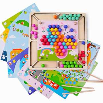 Rolimate Holzspielzeug Brettspiele Clip Perlen Puzzle, Montessori Spielzeug Vorschule L...