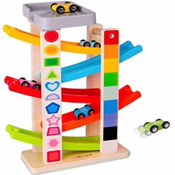 ugelbahn Autos Holz Autorennbahn Holz, Lastwagen für Kinder, Murmelbahn Kugel... nachhaltig