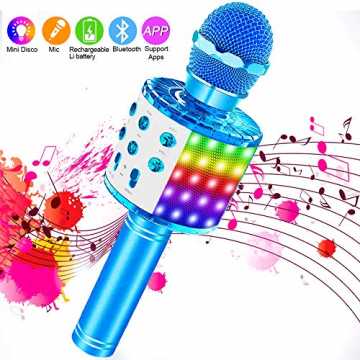 e Karaoke Mikrofon, Bluetooth Mikrophon mit Aufnahme, Dynamisches Licht Draht... nachhaltig