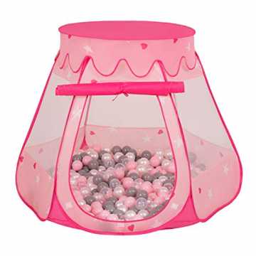 by Spielzelt Mit Plastikbällen Zelt 105X90cm/200 Bälle Plastikkugel Kinder, Pink:Perle-Grau-Transparent-Pud... nachhaltig