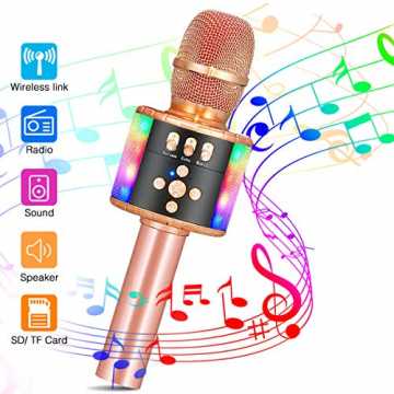 Bluetooth Karaoke Mikrofon, SGODDE tragbare drahtlose Handmikrofon mit Dynamisches Lich...