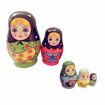Sharplace 5-TLG Russische Mädchen Puppen Matroschka, Matruschka, Matrjoschka, Babuschka aus Holz Kinder Spielzeug Dek...