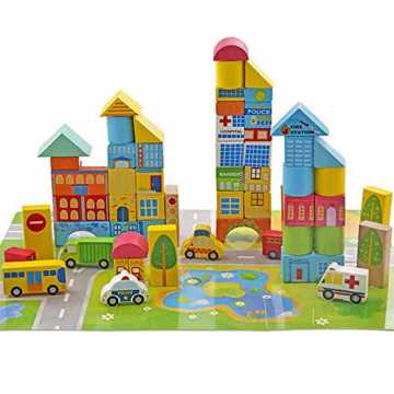 Greenheimischen Transportmodell Buliding Blöcke gesetzt, Stadt Thema .. Kinder pädagogisches Spielzeug, Holz Bausteine   Blöcke Stacking Spielzeug, S... nachhaltig