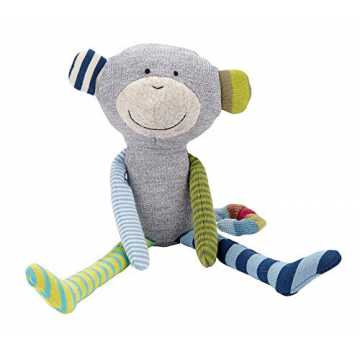 sigikid, Mädchen und Jungen Stofftier, Affe Ringeldingel, Grau/Bunt, 40941
