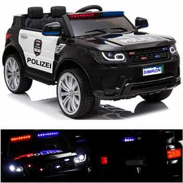 Polizei Kinderauto Polizeiauto mit Funkgerät Sirene und Martinshorn Kinderfahrzeug Kinder Elektroauto Gefedert Hilfsr... Polizei Kinderauto Polizeiauto mit Funkgerät Sirene und Martinshorn Kinderfahrzeug Kinder Elektroauto Gefedert Hilfsr...