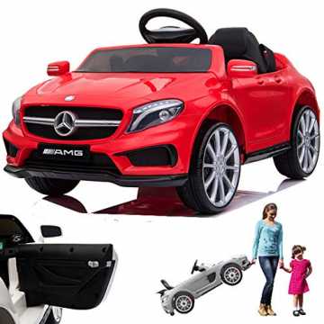 SIMRON Mercedes GLA45 AMG GLA 45 Kinderauto Kinderfahrzeug Kinder Elektroauto mit Tür (Rot)