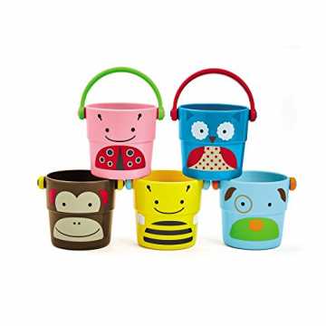 Skip Hop 235355 Zoo Bath - Stack & Pour Buckets - Badespielzeug kleine Becher zum Stapeln