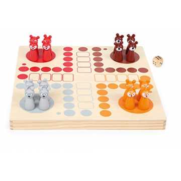  11336 Ludo Waldtiere aus Holz FSC 100%, Brettspiel für die ganze Familie mit Anleitung und Tierinfos nachhaltig