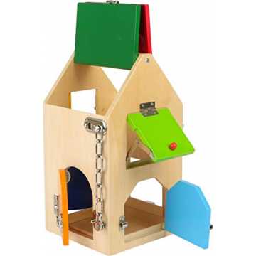 Greenheim, Sicherheitskette, Bügel- & ZylinderschlossInnenleben biete..  4432 Schlosshaus aus Holz, mit Schlössern, Riegeln, Hebeln, Scharnieren und ... nachhaltig
