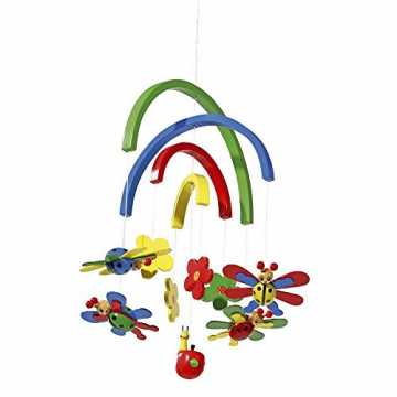 Greenheimerzimmerschon in den ersten Babymonaten hat Ihr Kind Freude ..  7299 Mobile "Marienkäfer" aus Holz, mit bunten, beweglichen 3D-Motiven nachhaltig