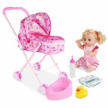 Greenheimklassische Puppenkinderwagen ist leicht und einfach zu monti..  / Set Baby Doll Zusammenlegbare Kinderwagen Pram-Geschenk-Set Mit Baby-Puppe-Karikatur-Drucken-Entwurfs-Ba... nachhaltig
