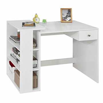 SoBuy® FWT35-W Schreibtisch mit 1 Schublade und 3 Ablagen Tisch Arbeitstisch Computerti...
