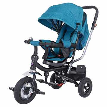 Greenheimerwagen wächst mit. 10-15 Monate: Mit dem Spielwerk Buggy di.. Dreirad Kinderdreirad 4 in 1 Funktion 360° drehbarer Sitz Petrol Sonnendach Kinderwagen Fahrrad Kind nachhaltig