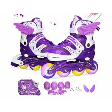 Greenheimeinkinder, große Kinder, Jugendliche und junge Erwachsene. M.. line Skates Kinder Inliners Roller Skates Roller Blades 4 Räder Flash Kinder Inline Skates (Lila, L(39-42)) nachhaltig