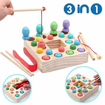 Symiu Holzspielzeug Angelspiel Montessori Lernspielzeug Magnettafel Kinderspielzeug Ges...