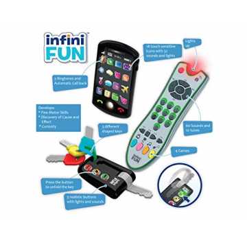 Greenheimung und Autoschlüssel im realistischen Design und mit Sounds.. ES0889 3er Spiel Set mit authentischer Fernbedienung, Handy und Autoschlüssel... nachhaltig