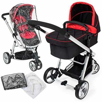 Greenheim wandlungsfähige Kinderwagen bis zu einem Alter von 3 Jahren.. in 1 Kinderwagen Kombikinderwagen Buggy Babyjogger Reisebuggy Sportwagen Kids -diverse Farben- (Rot/Schwarz) nachhaltig