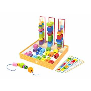 GreenheimIhrem Kind Formen und Farben zuzuordnen und zu erkennen.SPIE.. Steckspiel & Fädelspiel aus Holz, Lern-Spiel Motorik Feinmotorik-Spiel - buntes Kinderspielzeug Holzspielze... nachhaltig
