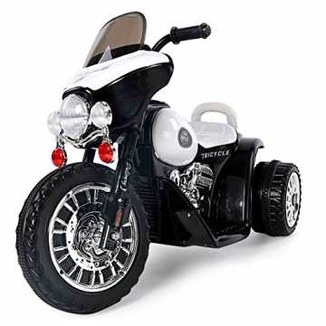 Greenheimnder Polizei Motorrad in Schwarz/Weiß Details:  Alarmleuchte.. ey Kindermotorrad Elektromotorrad Kinderfahrzeug Dreirad Kinder Polizei Motor... nachhaltig