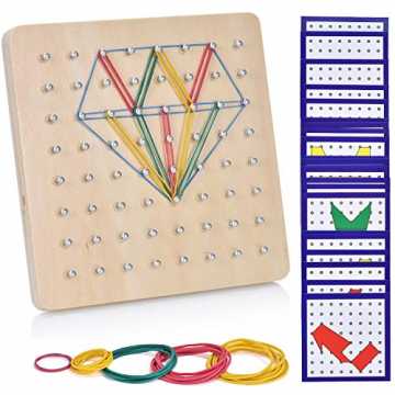 Greenheimaften: 64 Nägel Größe: 18 cm x 18 cm   Paket beinhaltet: 1 x.. z Geoboard Spielzeug Set Geometriebrett Montessori Peg Board Form Anerkennung... nachhaltig