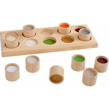 Greenheimberflächen ertasten, Größen richtig einordnenSchult spieleri..  2064 Sinnesspiel Fühlmemo aus Holz, mit zehn hochwertigen Holzdosen und eine... nachhaltig