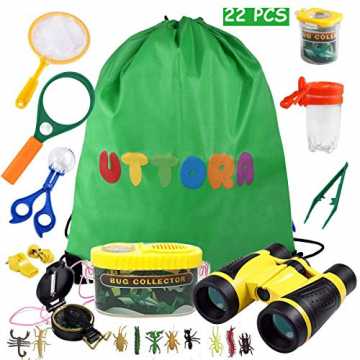 UTTORA Draussen Forscherset Spielzeug, Kinder fernglas 22 Stück Kids Adventurer Explore...