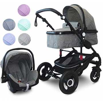 Greenheimhwertigem Aluminium - Kompaktes Faltmaß - 12-fach verstellba.. - Kinderwagen, Babywagen 2in1 oder 3in1"VCK Kidax" 2in1 - ohne Babyschale: Marine nachhaltig