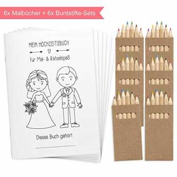 op Love Grows 6 Stück Hochzeitsmalbuch mit Buntstifte-Set / 24-seitiges Malbuch zur Hochzeit für Kinder als... nachhaltig