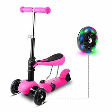 Greenheimnem Kind wächst, mit drei Stufen der Fun and Play: Stufe 1: .. in-1 3 Räder Kinder Scooter Roller Tretroller mit SitzMini Kinderscooter Kinderroller Kickboard mit Leuchtr... nachhaltig