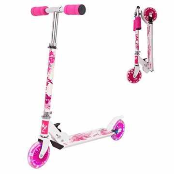 Greenheimden Rädern ist der hochwertige Mädchen-Tretroller, der aus d..  Roller Worker Pinki mit leuchtenden Rädern nachhaltig
