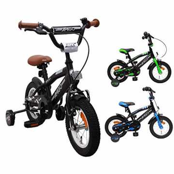 Kinderfahrrad - 12 zoll - Jungen - mit Rücktritt und Stützräder - ab 3 Jahre - Schwarz nachhaltig