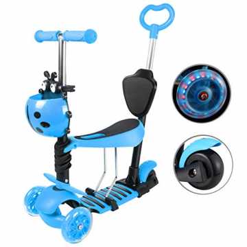 inkinder Kinder Scooter Roller 3-in-1 3 Räder Mini Kinderroller Tretroller mit Abnehmbarem Sitz Leuchtrolle... nachhaltig