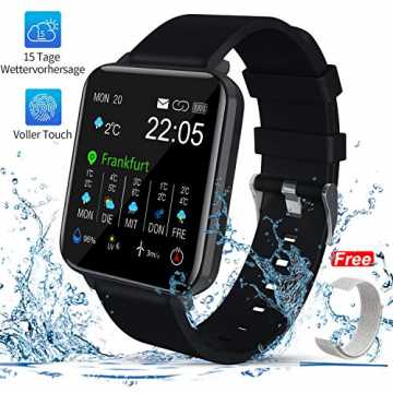 Smartwatch, Zagzog 1,54''Vollfarb-Touchscreen 15 Tage Wettervorhersage GPS-Tracking IP6...