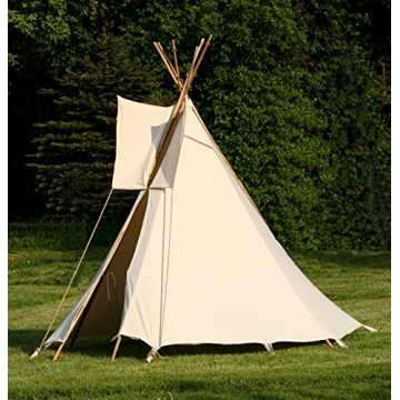 Kinder Tipi Wigwam Kinderzelt Indianer Spielzelt Zelt komplett mit Holz Stangen nachhaltig